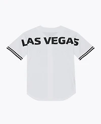 Mitchell & Ness Men's White Las Vegas Raiders Monochrome Mesh Full-Button Baseball Jersey