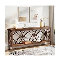 Slickblue 2-Tier Console Sofa Table with Industrial Design for Entryway and Living Room