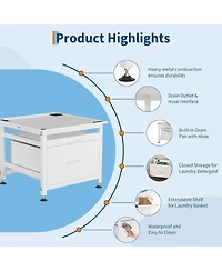 homfan Bathroom Storage Cabinet, 29 Inch Metal Organizer with Pull Out Shelf and Storage Drawer for Bathroom