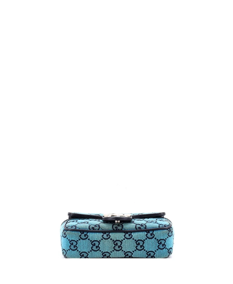 Pre-Owned Gucci Super Mini Gg Marmont Flap Bag Diagonal Quilted Gg Canvas