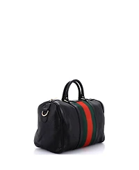 Pre-Owned Gucci Medium Vintage Web Boston Bag Leather