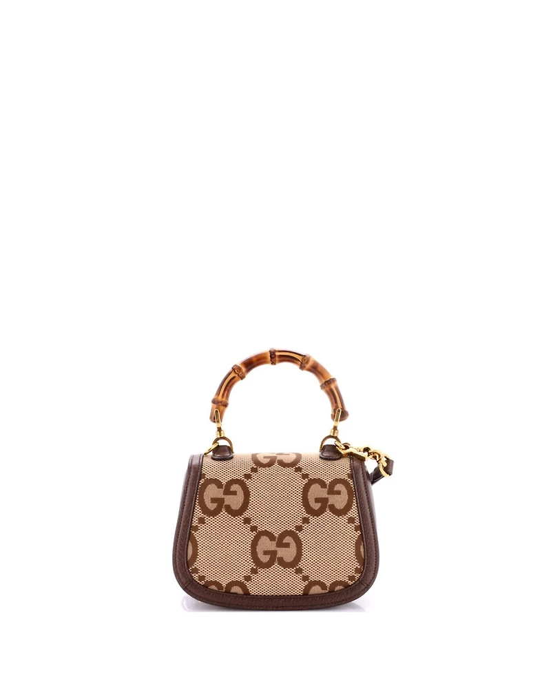 Pre-Owned Gucci Mini Bamboo 1947 Top Handle Bag Jumbo Gg Canvas