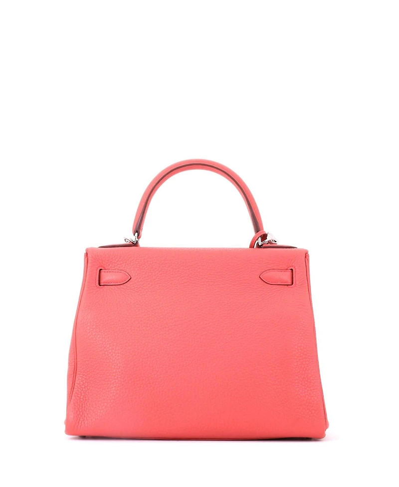 Pre-Owned HERMES Kelly 28 Handbag Pink Clemence with Palladium Hardware