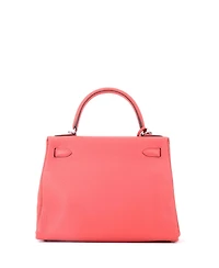 Pre-Owned HERMES Kelly 28 Handbag Pink Clemence with Palladium Hardware
