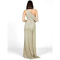 Women's Lara Beaded One Shoulder Dress with Train