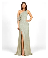 Women's Lara Beaded One Shoulder Dress with Train