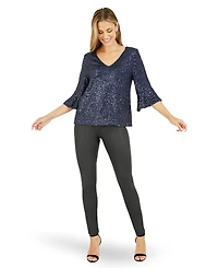 Yumi Women's Sequin Relaxed Fit Top