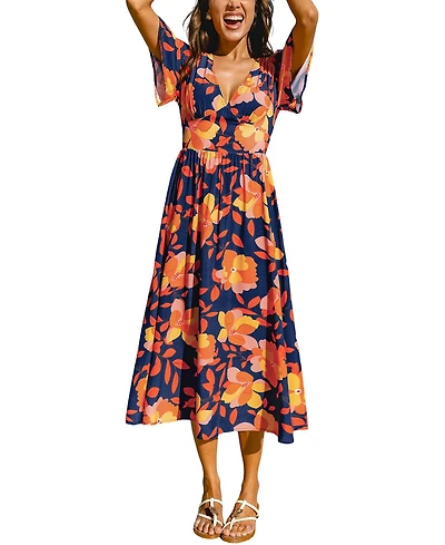 Cupshe Women's Sunset Petals Floral Maxi Beach Dress