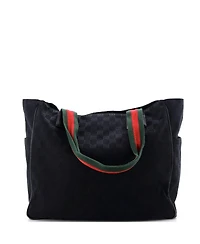 Pre-Owned Gucci Medium Double Pocket Web Handle Tote Gg Canvas