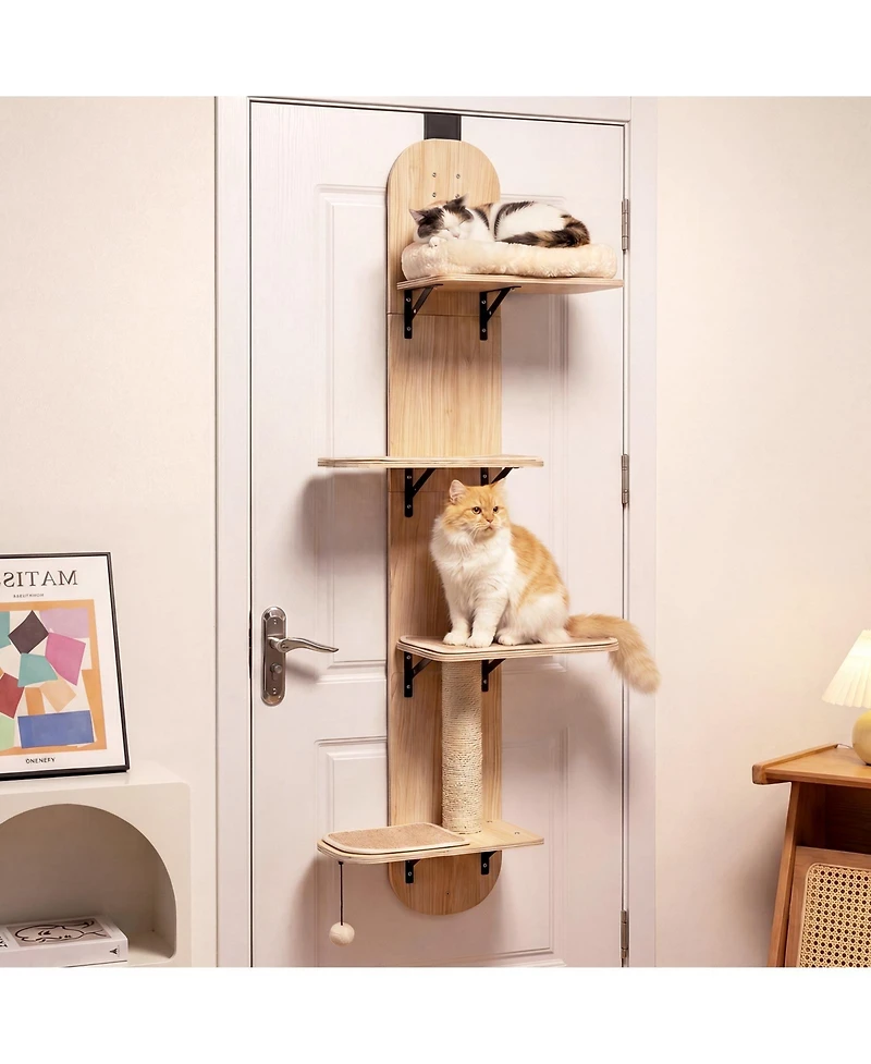 Cozito Door Hanging Cat Climber 4-Level Height Adjustable with Plush Bed