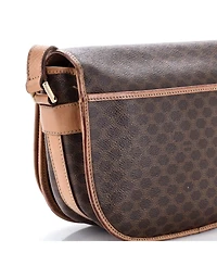 Pre-Owned Celine Small Vintage Saddle Flap Shoulder Bag Macadam Coated Canvas