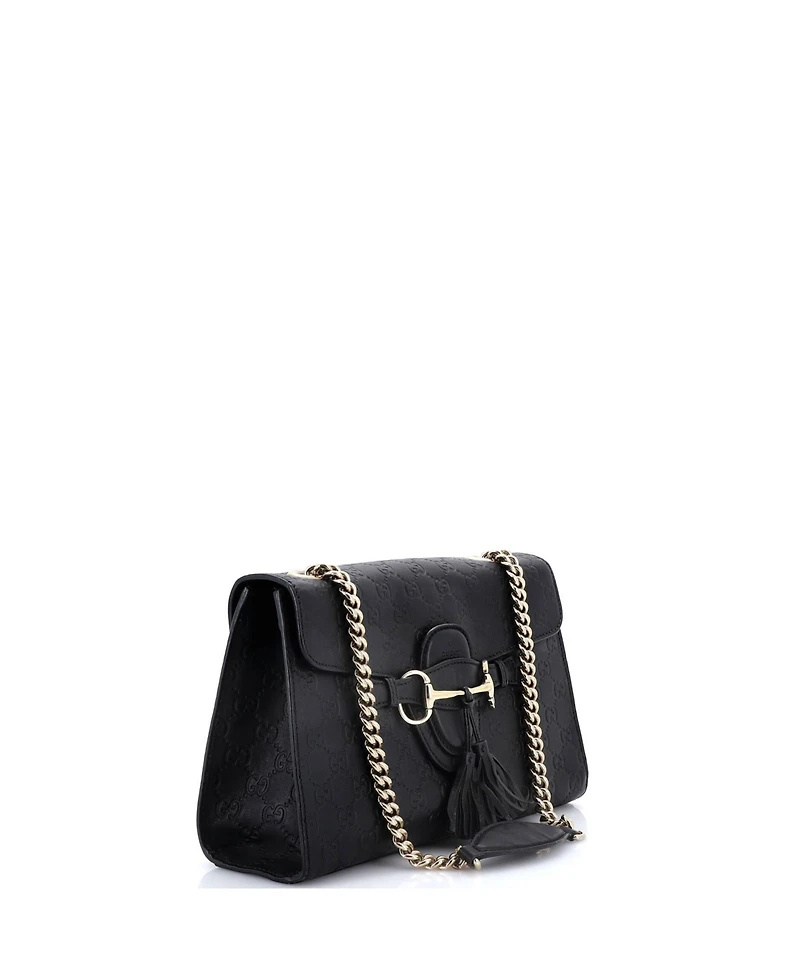 Pre-Owned Gucci Medium Emily Chain Flap Bag Guccissima Leather