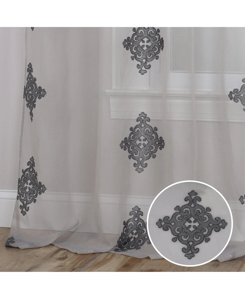 Superior Lightweight Damask Sheer Curtain Panels, Set of 2