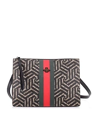 Pre-Owned Gucci Bee Web Zip Messenger Bag Caleido Gg Coated Canvas