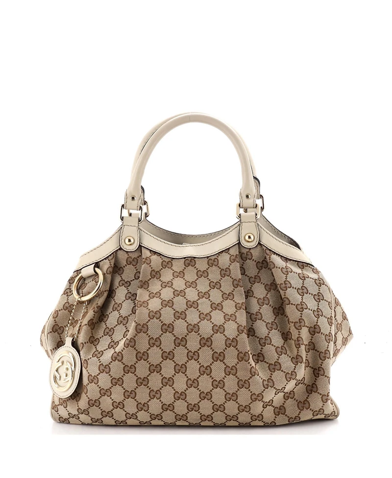 Pre-Owned Gucci Medium Sukey Tote Gg Canvas with Leather