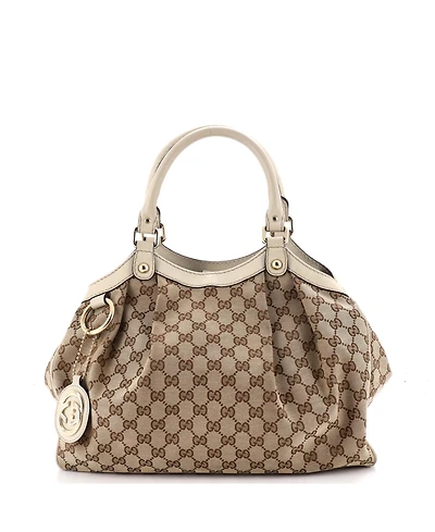Pre-Owned Gucci Medium Sukey Tote Gg Canvas with Leather