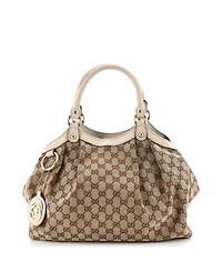 Pre-Owned Gucci Medium Sukey Tote Gg Canvas with Leather
