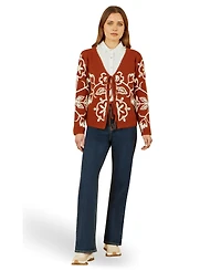 Yumi Women's Folk Embroidered Tie Front Cardigan