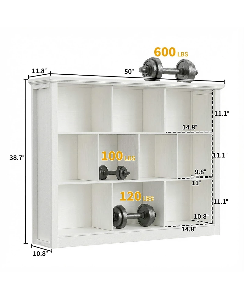 Aheaplus 10 Cubes Storage Bookshelf, Floor Standing Bookcase