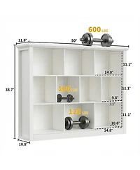 Aheaplus 10 Cubes Storage Bookshelf, Floor Standing Bookcase