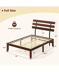 Slickblue Stylish Wooden Bed Frame with Retro Headboard