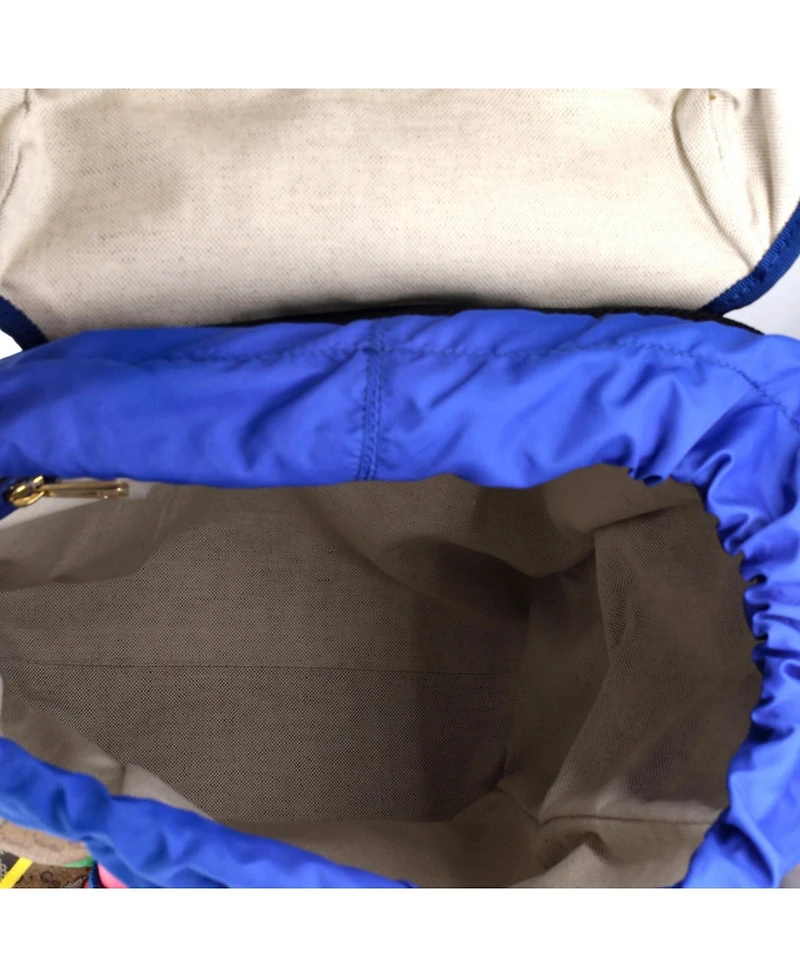 Pre-Owned Gucci Double Pocket Buckle Backpack Rhombus Gg Coated Canvas with Leather