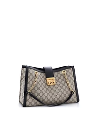 Pre-Owned Gucci Medium Padlock Chain Tote Gg Coated Canvas with Leather