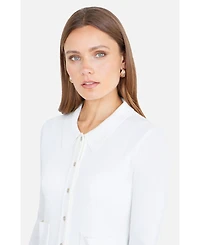 Yumi Women's Ribbed Collar Button Up Cardigan