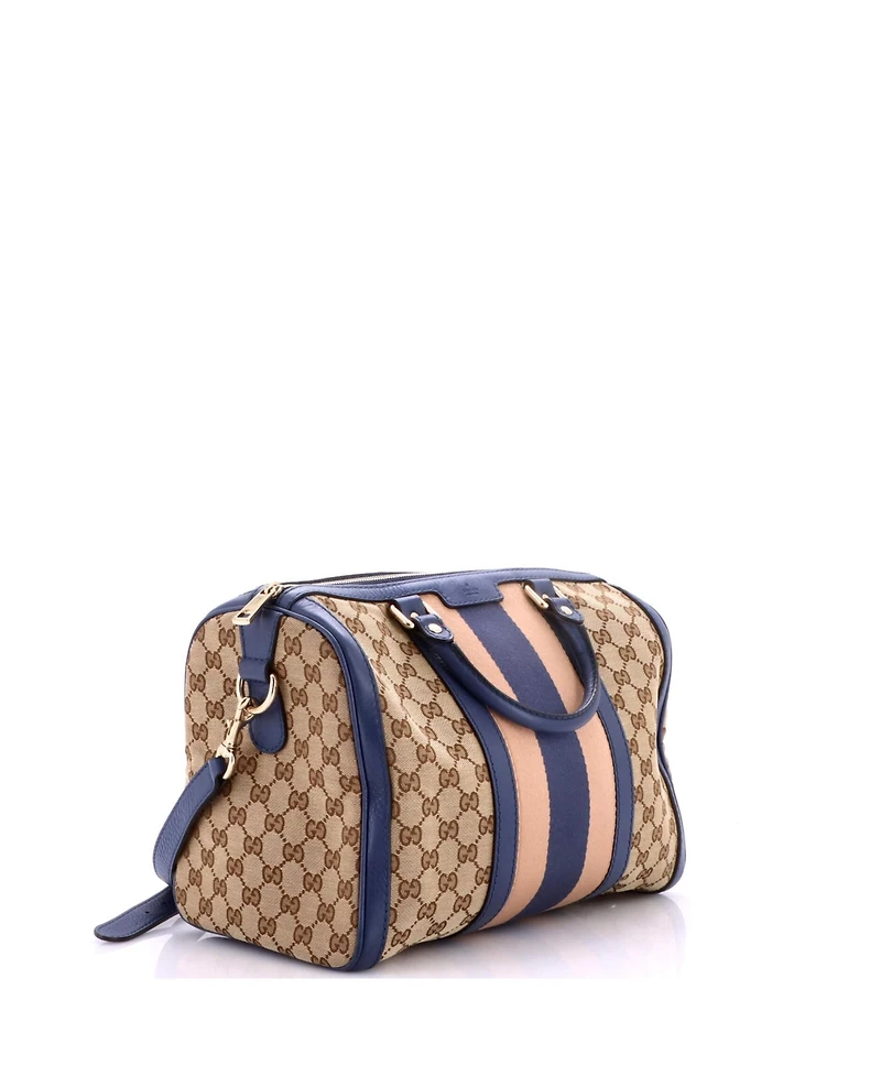 Pre-Owned Gucci Medium Vintage Web Boston Bag Gg Canvas