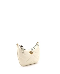 Pre-Owned Gucci Small Gg Marmont Chain Moon Hobo Matelasse Leather