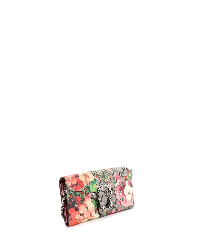 Pre-Owned Gucci Long Dionysus Chain Wallet Blooms Print Gg Coated Canvas