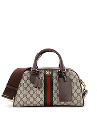 Pre-Owned Gucci Medium Ophidia Convertible Boston Top Handle Bag Gg Coated Canvas with Leather