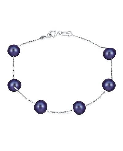 Bling Jewelry Tin Cup Style 8MM Freshwater Cultured Pearl Station Bracelet.