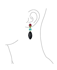 Bling Jewelry Fashion Tri Color Multi-Tier Statement Rhombus Teardrop Dangling Earrings