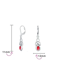 Bling Jewelry Oval Bezel Set Ruby Cz Celtic Love Knot Dangle Earrings .925 Sterling Silver Leverback