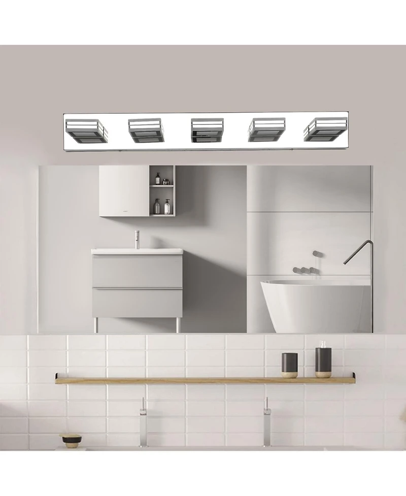 Busdays Inch Modern Light Led Vanity Light Square Acrylic Lampshades Wall Mount Fixture for Bathroom Mirror Lighting