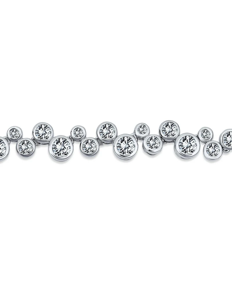 Bling Jewelry Modern Bride Zig Zag Cocktail Cz Round Bubble Bezel Set Zirconia Tennis Necklace 16 Inch