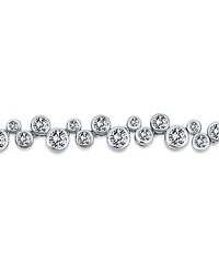 Bling Jewelry Modern Bride Zig Zag Cocktail Cz Round Bubble Bezel Set Zirconia Tennis Necklace 16 Inch