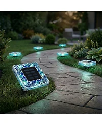 Bell + Howell Mosaic Square Disk Lights Solar Powered 6 Led Weather Resistance Path 4-Piece