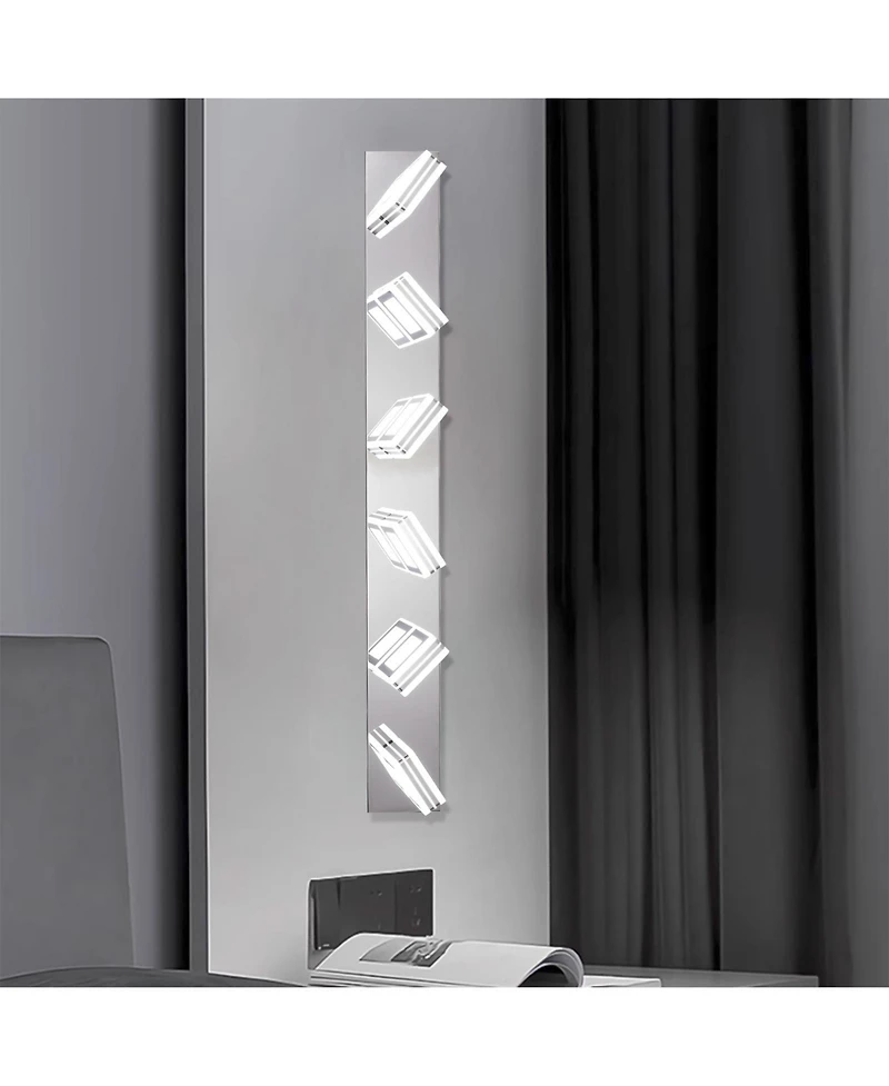 Busdays 39 Inch Modern Led Vanity Light 6 Lights Square Acrylic Lampshades Wall Mount Bathroom Mirror Lighting Fixture
