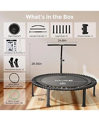 Bcan 48" 500LBS Bungee Trampoline, Quiet Indoor Rebounder with Adjustable Tension and Phone Holder
