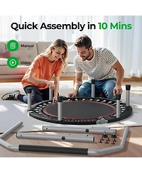 Bcan Foldable Mini Trampoline, 330lbs Fitness Rebounder with Adjustable Foam Handle for Indoor/Garden Workout