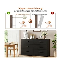 homfan 6-Drawer Modern Dresser Chest with Metal Handles, Wide Wooden Storage Cabinet Tv Stand for Bedroom, Living Room, Hallway