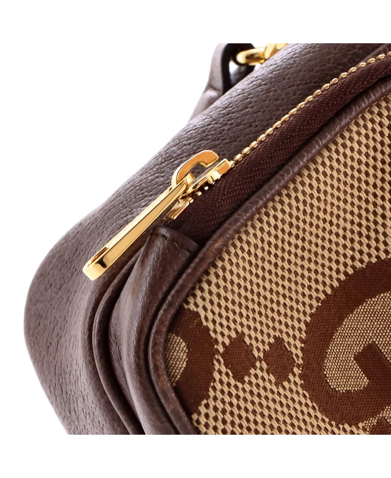 Pre-Owned Gucci Mini Front Pocket Web Crossbody Bag Jumbo Gg Canva