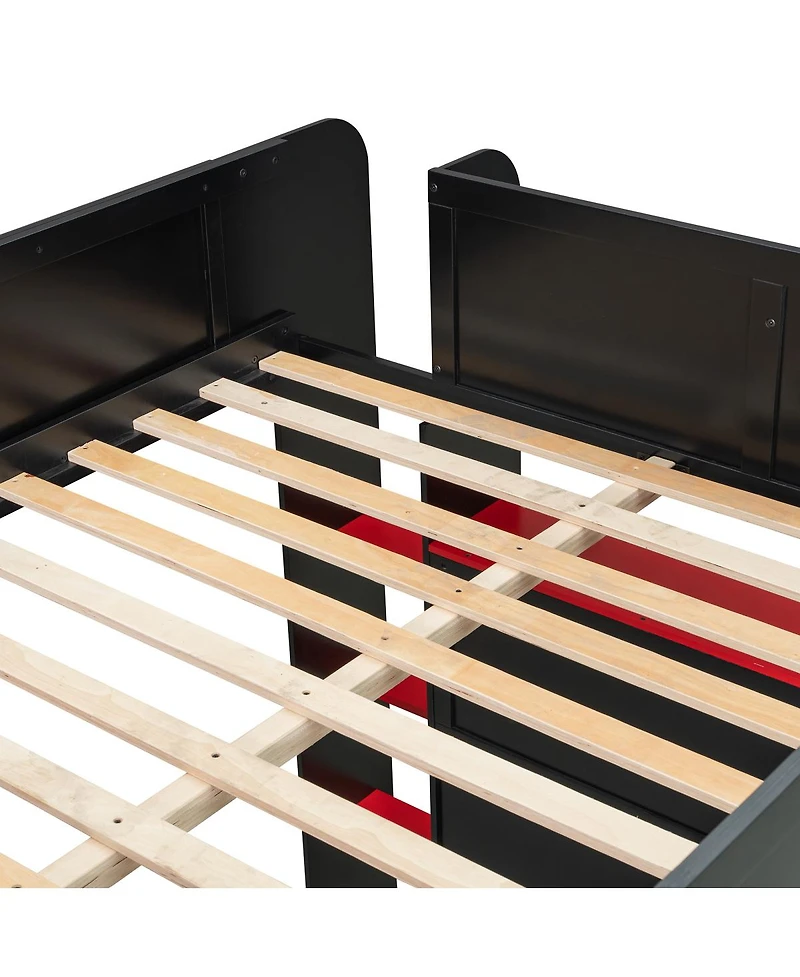 Streamdale Furniture Wood Bunk Bed with Desk, Wardrobe, Storage, Rgb Light