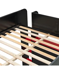Streamdale Furniture Wood Bunk Bed with Desk, Wardrobe, Storage, Rgb Light