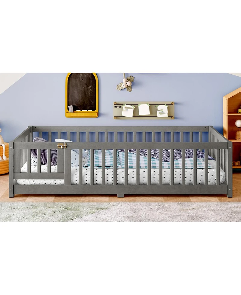 Streamdale Furniture Floor Bed with Safety Guardrails and Door