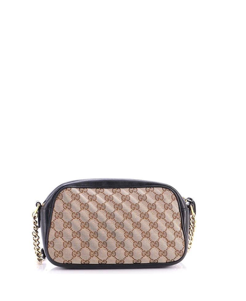 Pre-Owned Gucci Small Gg Marmont Shoulder Bag Diagonal Quilted Gg Canvas with Leather