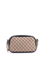 Pre-Owned Gucci Small Gg Marmont Shoulder Bag Diagonal Quilted Gg Canvas with Leather