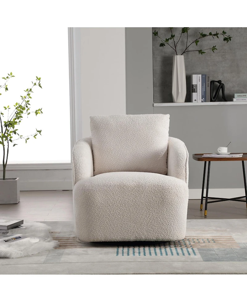 Streamdale Furniture Boucle Upholstered 360degree(s) Swivel Barrel Accent Chair